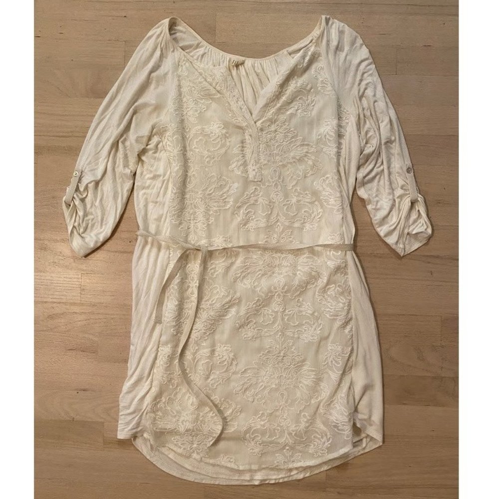 Anthropologie TINY Paperwhites Embroidered Shirtdress size Medium